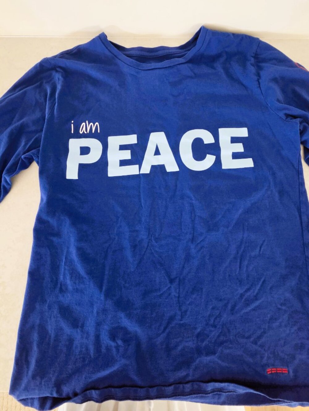 Peace Love World Love 2 Love Long-Sleeve Doni Top Medium Blue Defects - Picture 4 of 9